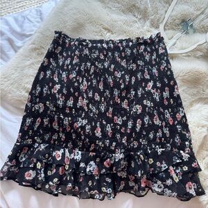 INTERMIX Floral Black Skirt